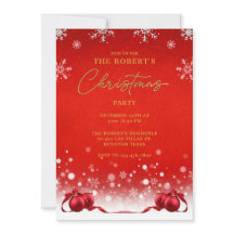 Red Golden Christmas Party Einladung