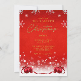 Red Golden Christmas Party Einladung