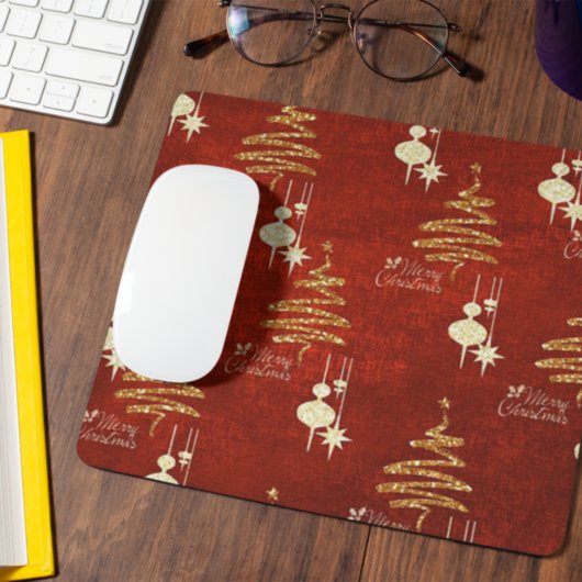 Red & Golden Frohe Weihnachtsmousepad Mousepad