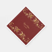 Red Golden Geometric Elegant Wedding Party Serviette (Ecke)