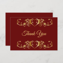 Red Golden Geometric Elegante Hochzeit Dankeskarte