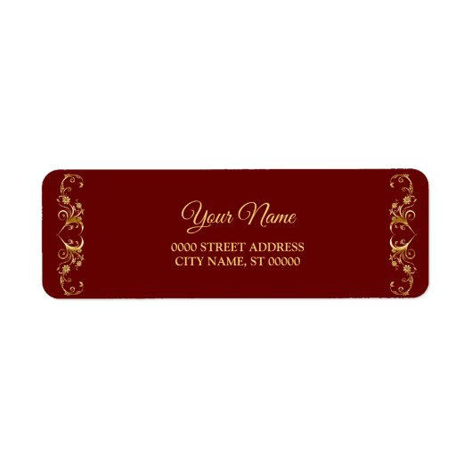 Red Golden Geometric Trendy Wedding Return Address (Vorne)
