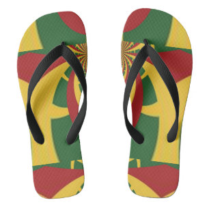 Red Golden Green Rasta Colors Design Badesandalen