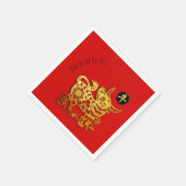 Red Golden Ox Papercut Chinesisches Neujahr 2021 P Serviette (Ecke)