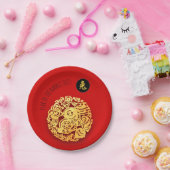 Red Golden Rabbit Papercut Chinesisches Neujahr 20 Pappteller (Party)