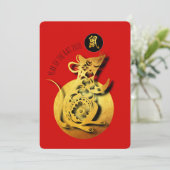 Red Golden Rat Papercut Chinesisches Neujahr 2020  (Stehend Vorderseite)