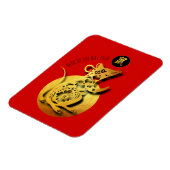 Red Golden Rat Papercut Chinesisches Neujahr 2020 Magnet (Linke Seite)