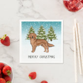 Red Golden Retriever Blauer Winter Weihnachten Serviette (Beispiel)