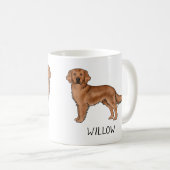 Red Golden Retriever Cartoon Dog Individuelle Name Kaffeetasse (VorderseiteRechts)