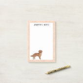Red Golden Retriever Cartoon Dog Individuelle Name Post-it Klebezettel (Auf Schreibtisch)
