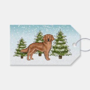 Red Golden Retriever Dog Blue Snowy Weihnachten Geschenkanhänger