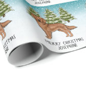 Red Golden Retriever Dog Custom Text Geschenkpapier (Rolleneckpunkt)