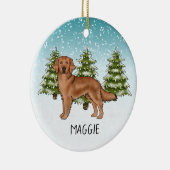 Red Golden Retriever Dog Individuelle Name Weihnac Keramik Ornament (Rechts)