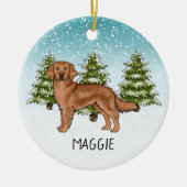 Red Golden Retriever Dog Individuelle Name Weihnac Keramik Ornament (Vorne)
