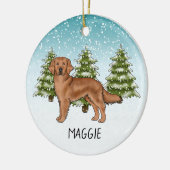 Red Golden Retriever Dog Individuelle Name Weihnac Keramik Ornament (Links)