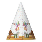 Red Golden Retriever Hund farbenfrohe Happy Birthd Partyhütchen (Rückseite)