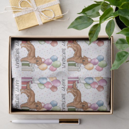 Red Golden Retriever Hund farbenfrohe Happy Birthd Seidenpapier (Geschenk)