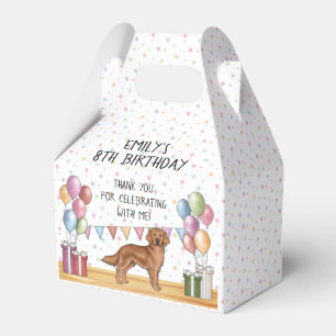 Red Golden Retriever Kindergeburtstag Vielen Dank Geschenkschachtel