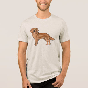 Red Golden Retriever Niedlich Cartoon Dog Artwork Tri-Blend Shirt