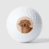 Red Golden Retriever Niedlich Cartoon Dog Head Golfball (Vorderseite)