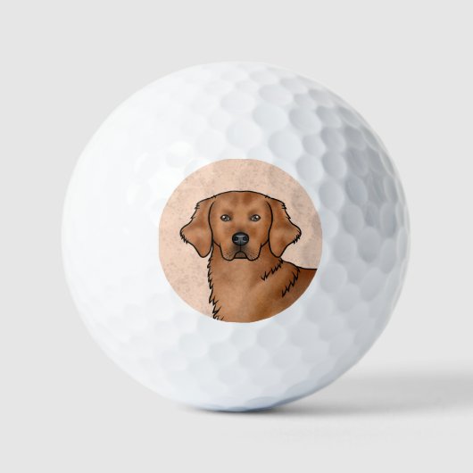 Red Golden Retriever Niedlich Cartoon Dog Head Golfball (Vorderseite)