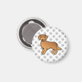 Red Golden Retriever Niedlich Cartoon Dog Magnet (Vorderseite/Rückseite)