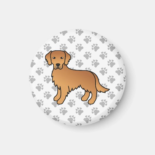Red Golden Retriever Niedlich Cartoon Dog Magnet (Vorne)