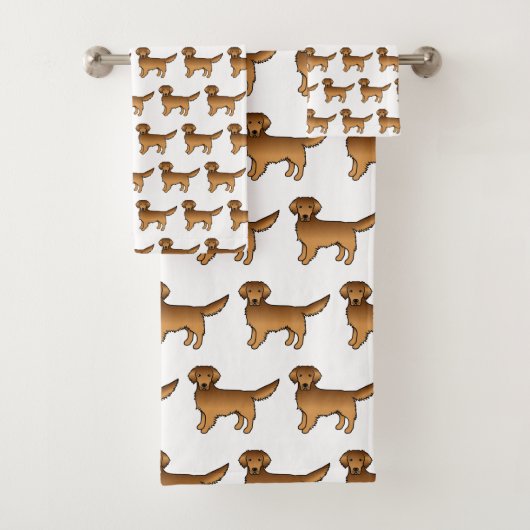Red Golden Retriever Niedlich Cartoon Dog Muster Badhandtuch Set (Insitu)