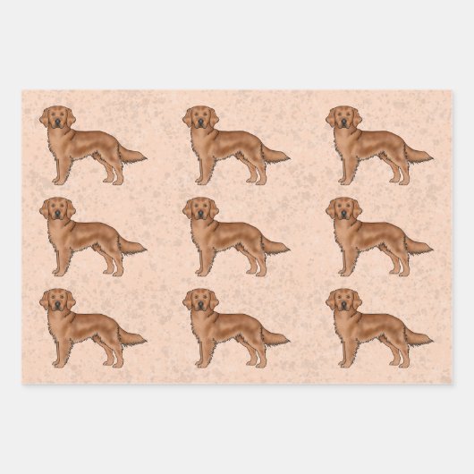 Red Golden Retriever Niedlich Cartoon Dog Muster Geschenkpapier Set (Vorderseite 2)