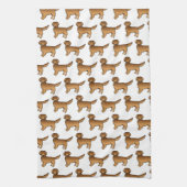 Red Golden Retriever Niedlich Cartoon Dog Muster Geschirrtuch (Vertikal)
