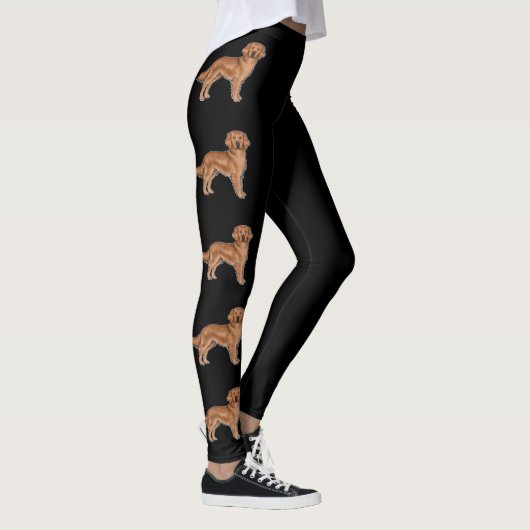 Red Golden Retriever Niedlich Cartoon Hunde Schwar Leggings (Rechts)