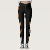 Red Golden Retriever Niedlich Cartoon Hunde Schwar Leggings (Vorderseite)