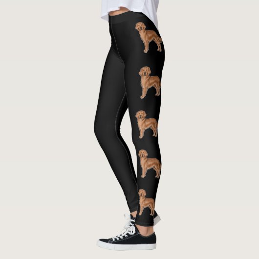 Red Golden Retriever Niedlich Cartoon Hunde Schwar Leggings (Links)