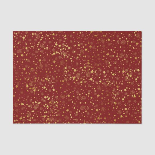 Red & Golden Star Patterns Seidenpapier (Vorderseite)