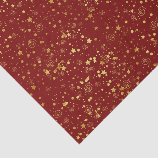 Red & Golden Star Patterns Seidenpapier (Ausschnitt)