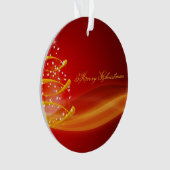 Red Golden Tree Merry Christmas Ornament (Vorderseite)