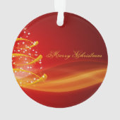 Red Golden Tree Merry Christmas Ornament (Rückseite)