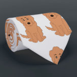 Red Goldendoodle Dog Design Any Colour Background Krawatte<br><div class="desc">This dog design necktie, also known as a tie or long tie, is a piece of fabric worn around the neck, typically under a shirt collar, and tied in a knot in the front. It is a decorative or symbolic item of formal neckwear or office attire, often draped down the...</div>