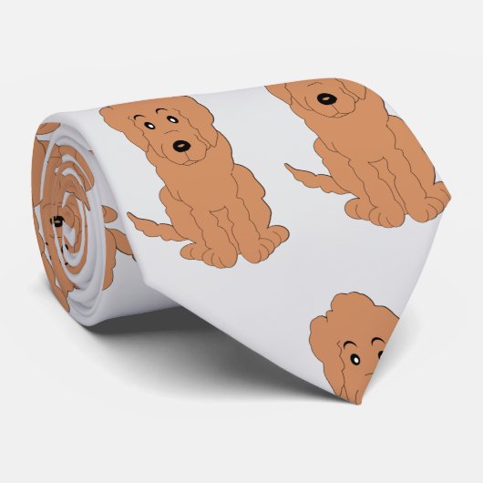 Red Goldendoodle Dog Design Any Colour Background Krawatte (Gerollt)
