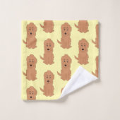 Red Goldendoodle Dog Design Badhandtuch Set (Waschlappen)