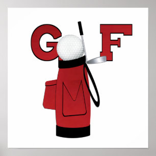 Red Golf Bag Golf T - Shirt und Geschenke Poster