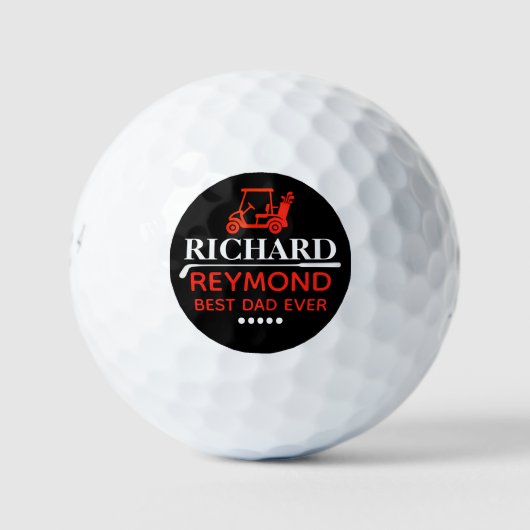 Red Golf Cart - Best Dad Golfer Mark Golfball (Vorderseite)
