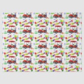 Red Golf Cart Boy's Pattern 3. Geburtstag Seidenpapier (Vorderseite)