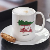 Red Golf Cart mit Weihnachtsbaum Urlaub Kaffeetasse