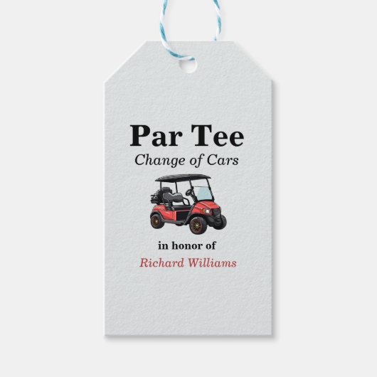 Red Golf Cart Par T-Shirt Themed Geschenkanhänger (Vorderseite)