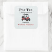 Red Golf Cart Par T-Shirt Themed Quadratischer Aufkleber (Tasche)