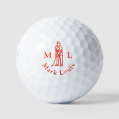 Red Golfer Initials Personalisiert Golfball (Vorderseite)