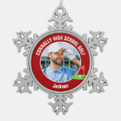 Red Golfer Photo High School Golf Team Schneeflocken Zinn-Ornament (Vorderseite)