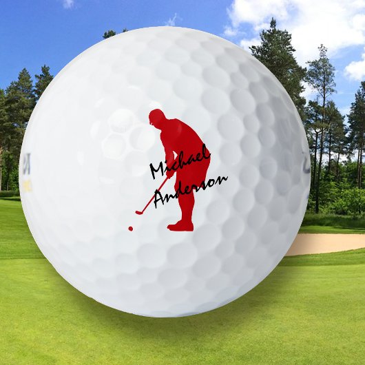 Red Golfer Putting Golfball