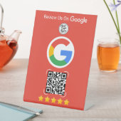 Red Google Review Business Stand with QR Code Sockelschild (In Situ)